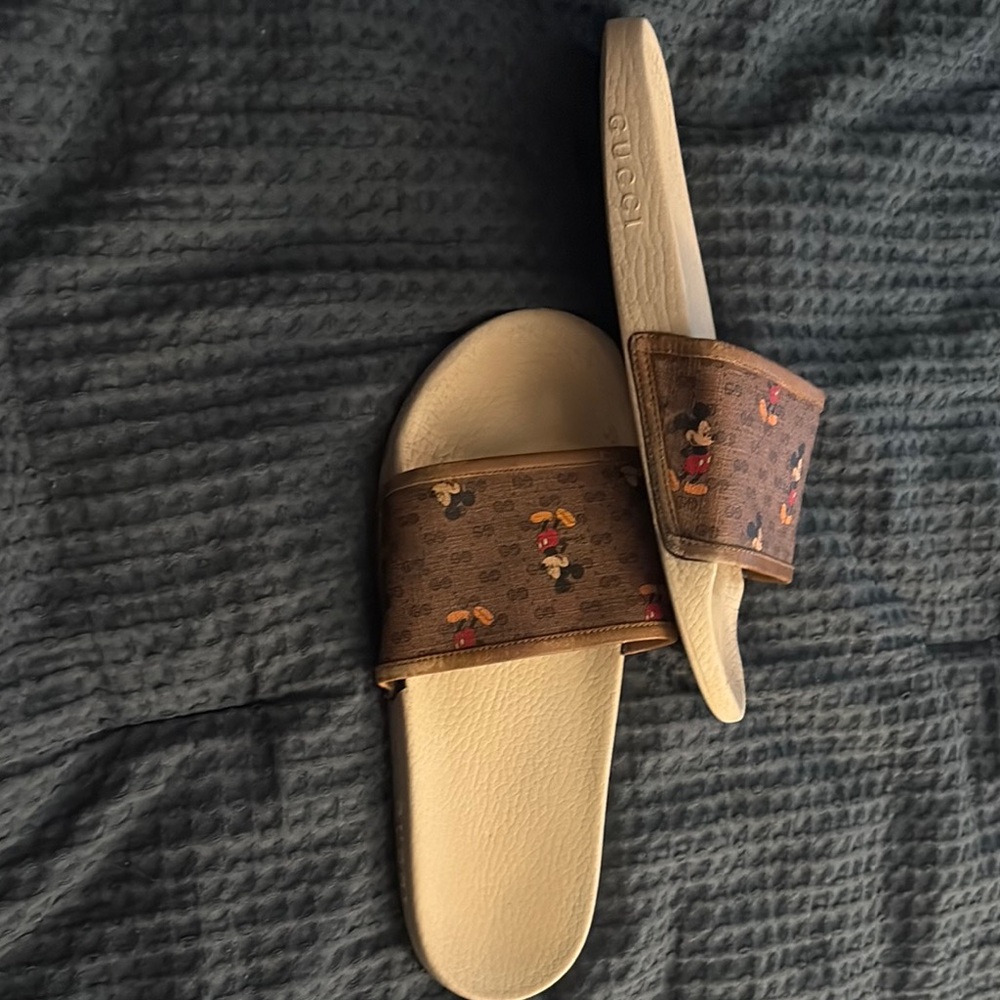 Gucci Brown Mickey Mouse Slides
